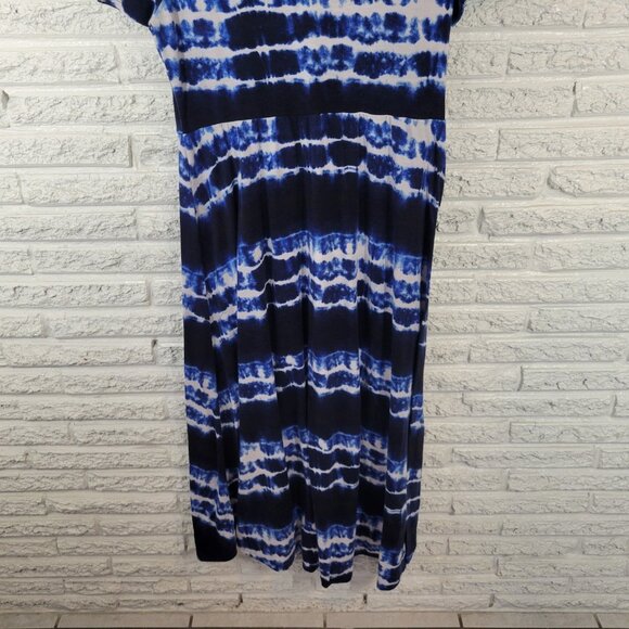 Lularoe Womens Dress 2XL Plus Short Sleeve Blue Tie Dye Poly Blend TIE23E - Picture 8 of 12